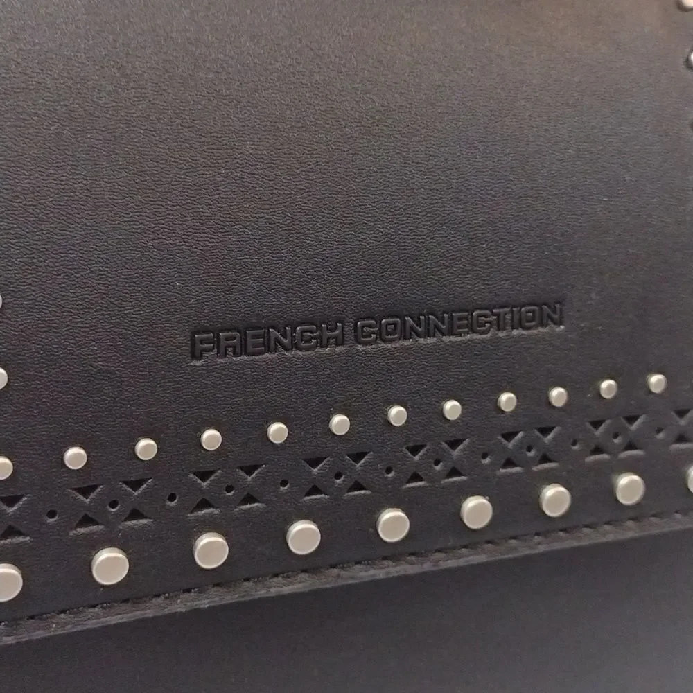 French Connection Bellita‎ Black Stud Mini Crossbody with Top Handle NWT